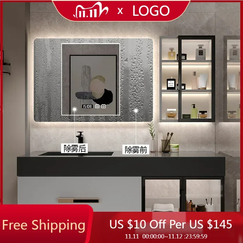 New Light Luxury Slate Bathroom Cabinet Intelligent Induction Modern Wash Toilet Solid Wood Wall Mounted home furnitures
New Light Luxury Slate Bathroom Cabinet Intelligent Induction Modern Wash Toilet Solid Wood Wall Mounted home furnitures