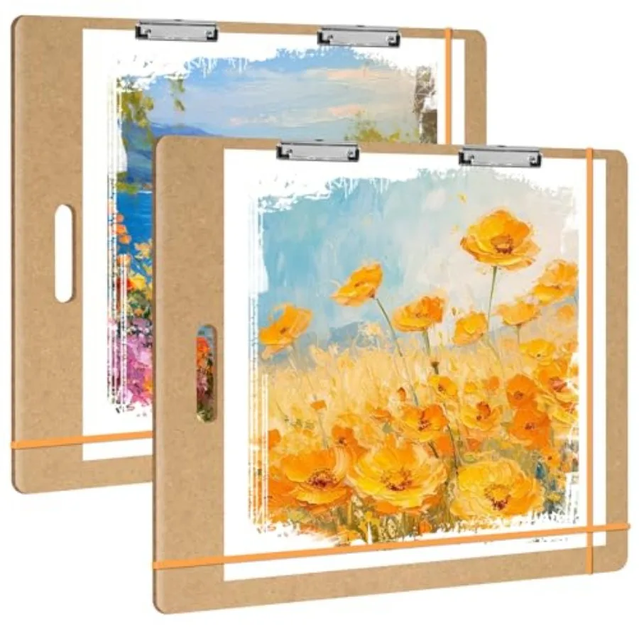 2 Pack 23" x 26" Drawing Board Large Sketch Board with Handle, Portable Art Clipboard for Drafting with Sturdy Clips and Elasti
2 Pack 23" x 26" Drawing Board Large Sketch Board with Handle, Portable Art Clipboard for Drafting with Sturdy Clips and Elasti