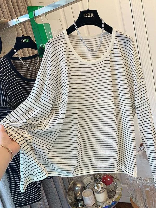 plus Size Ice Hemp Lightweight Striped Long Sleeve T-Shirt Women Summer Loose Versatile Air Conditioner Cover up City Walk
plus Size Ice Hemp Lightweight Striped Long Sleeve T-Shirt Women Summer Loose Versatile Air Conditioner Cover up City Walk