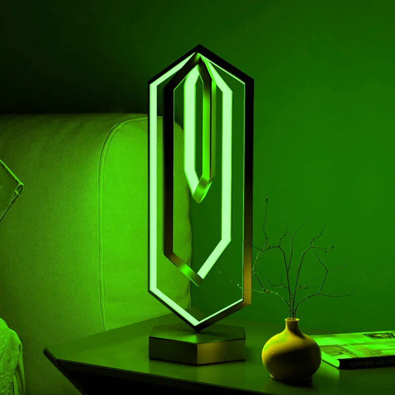 Newest design geometric design hexagonal rotating desk lamp remote control metal black restaurant table lamp
Newest design geometric design hexagonal rotating desk lamp remote control metal black restaurant table lamp