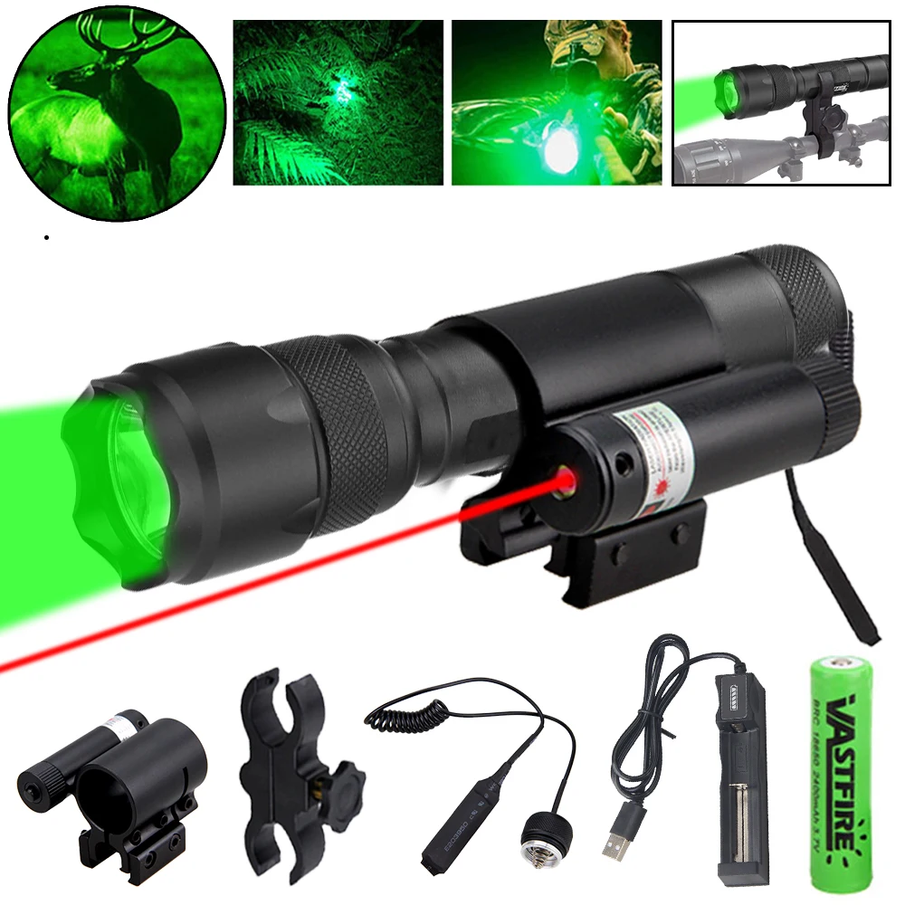 Tactical Red Green Light Flashlight LED Hunting Torch with Rifle Mount+Green/Red Laser Dot Sight Weapon Light
Tactical Red Green Light Flashlight LED Hunting Torch with Rifle Mount+Green/Red Laser Dot Sight Weapon Light