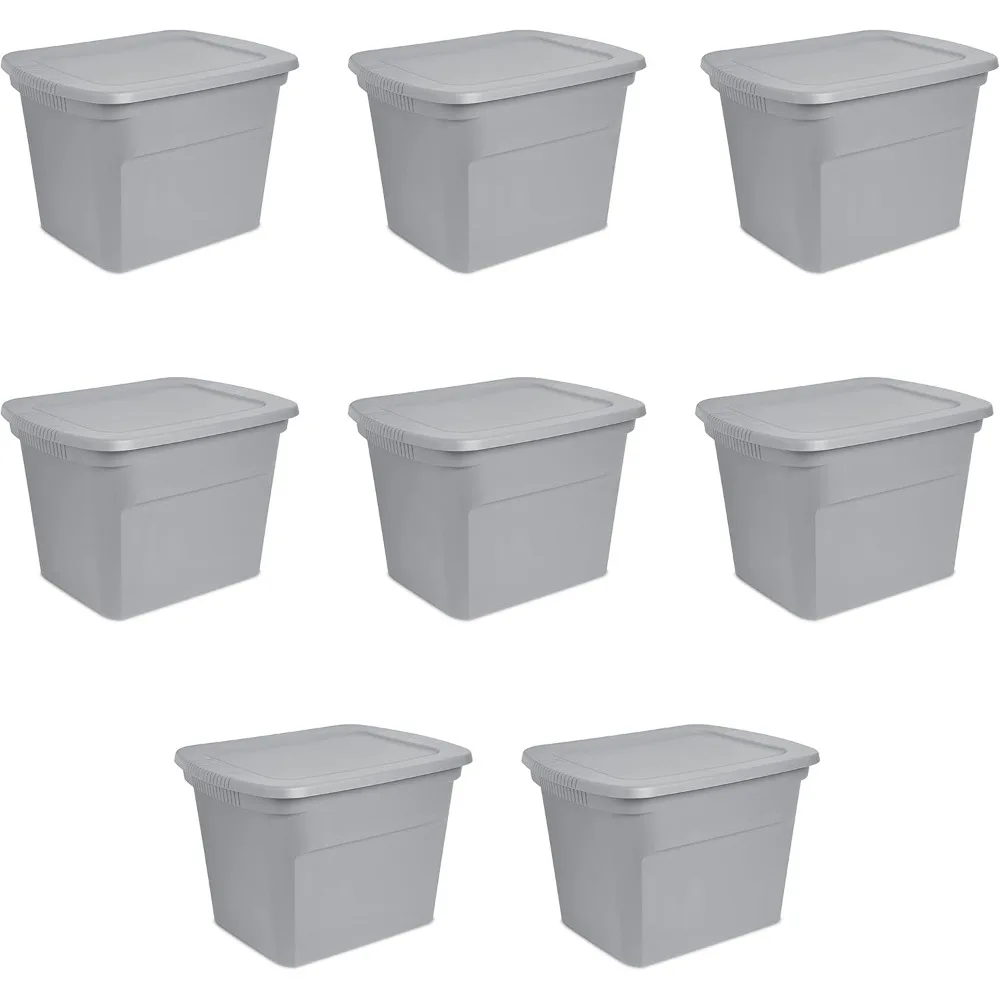 18 Gal Storage Tote, Stackable Bin with Lid, Plastic Container to Organize Clothes in Closet, Basement, Gray Base and Lid,8-Pack
18 Gal Storage Tote, Stackable Bin with Lid, Plastic Container to Organize Clothes in Closet, Basement, Gray Base and Lid,8-Pack
