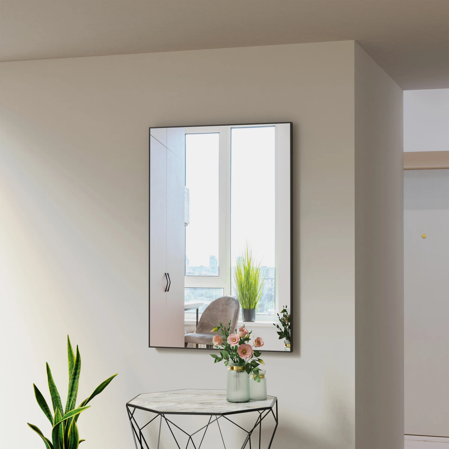 Modern Black Bathroom Mirror, Aluminum Frame, Vertical or Horizontal Hanging, Decorative Wall Mirrors, Living Room Bedroom Decor
Modern Black Bathroom Mirror, Aluminum Frame, Vertical or Horizontal Hanging, Decorative Wall Mirrors, Living Room Bedroom Decor