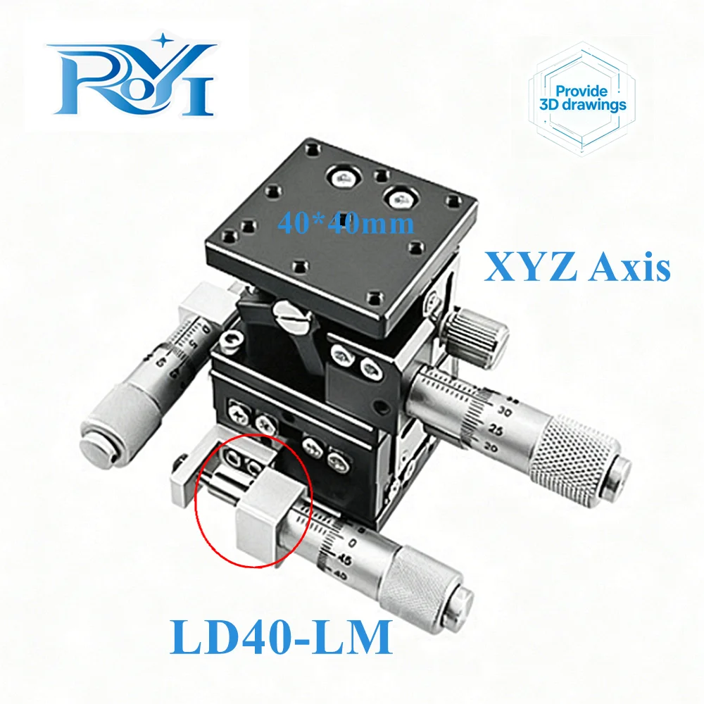 XYZ Axis 40mm LD40‑LM LD40‑CM LD40‑RM Fine‑Tuning Manual Displacement Platform Cross Roller Guide Linear Slide Stage
XYZ Axis 40mm LD40‑LM LD40‑CM LD40‑RM Fine‑Tuning Manual Displacement Platform Cross Roller Guide Linear Slide Stage