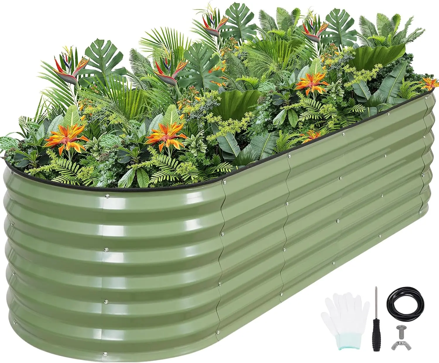 Raised Garden Beds - 6x2x1.4ft Galvanized Planter Boxes Kit with Protective Tape & Gloves & Tools | Oval Metal Outdoor R
Raised Garden Beds - 6x2x1.4ft Galvanized Planter Boxes Kit with Protective Tape & Gloves & Tools | Oval Metal Outdoor R