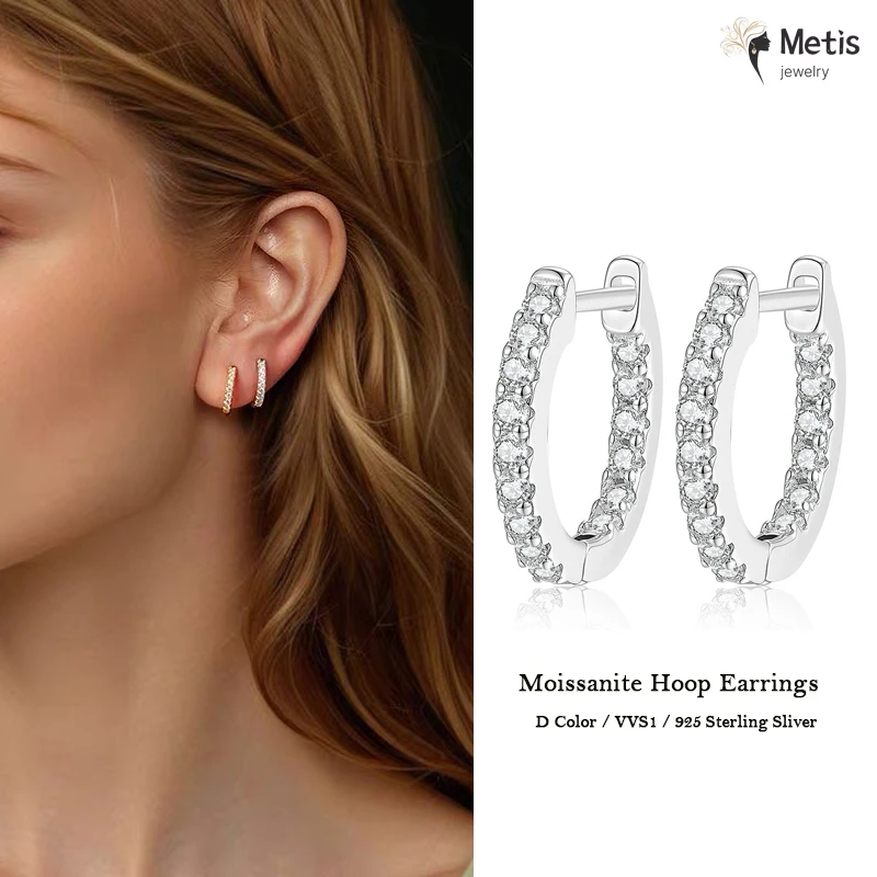 1.5mm Full Moissanite D Color Hoop Earrings 925 Sterling Sliver with White Gold Plated Earring for Women Sparkling Fine Jewelry
1.5mm Full Moissanite D Color Hoop Earrings 925 Sterling Sliver with White Gold Plated Earring for Women Sparkling Fine Jewelry