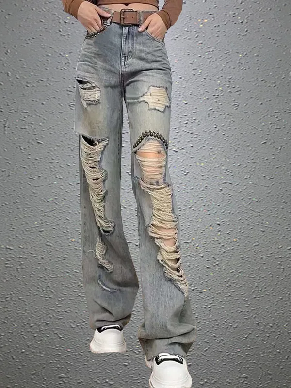 High Waist Distressed Straight Leg Jeans Women's Spring Summer New Style Heavy Duty Ramble Casual Denim Long Pants
High Waist Distressed Straight Leg Jeans Women's Spring Summer New Style Heavy Duty Ramble Casual Denim Long Pants