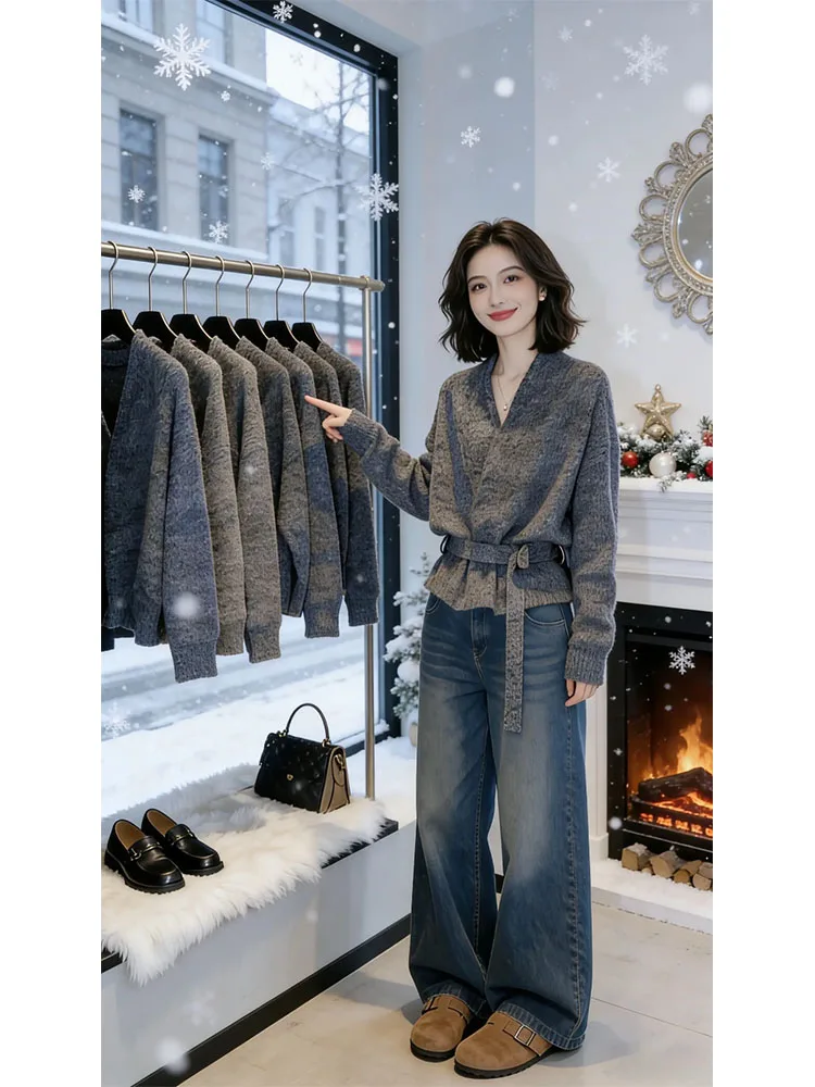 Ретро-джемпер в гонконгском стиле с V-образным вырезом и длинными рукавами, повседневный, свободного кроя, женский, модный, весенняя новинка, удобный вязаный топ
Ретро-джемпер в гонконгском стиле с V-образным вырезом и длинными рукавами, повседневный, свободного кроя, женский, модный, весенняя новинка, удобный вязаный топ