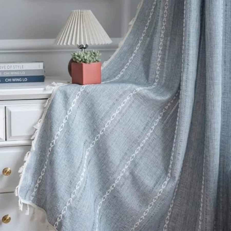 Blue Boho Linen-Textured Floor to Ceiling Curtains for Living Dining Room Sliding Door Light Filtering 108 Inch Long Modern Far
Blue Boho Linen-Textured Floor to Ceiling Curtains for Living Dining Room Sliding Door Light Filtering 108 Inch Long Modern Far