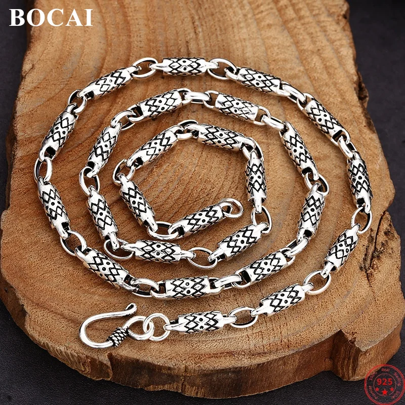 BOCAI S925 Sterling Silver Necklace for Women Men Retro Pattern Bucket Beads Bamboo-chain Necklet Fashion Jewelry Wholesale
BOCAI S925 Sterling Silver Necklace for Women Men Retro Pattern Bucket Beads Bamboo-chain Necklet Fashion Jewelry Wholesale
