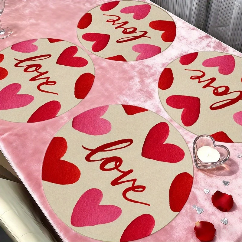 4pcs, Valentine's Day Round Placemats, red pink heart pattern, Decorative Table Mats for Wedding Decor Dining Table, Kitchen
4pcs, Valentine's Day Round Placemats, red pink heart pattern, Decorative Table Mats for Wedding Decor Dining Table, Kitchen