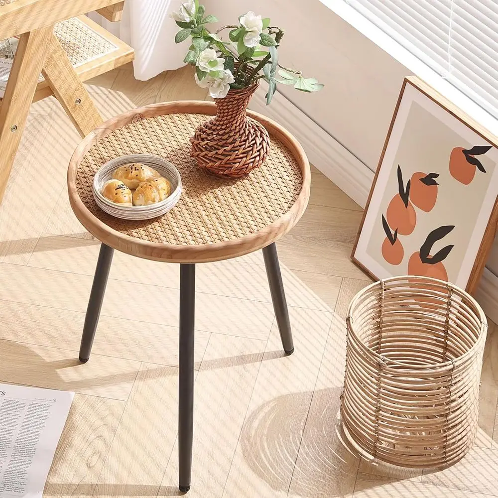 Round Wooden Tray Side Table with Metal Stand for Indoor/Outdoor Use, Suitable for Living Room, Bedroom, and Office Spaces
Round Wooden Tray Side Table with Metal Stand for Indoor/Outdoor Use, Suitable for Living Room, Bedroom, and Office Spaces