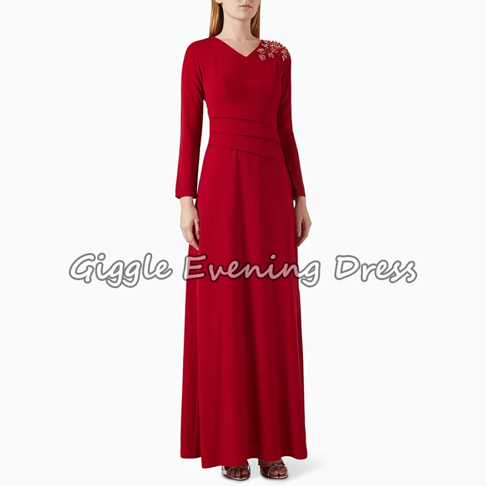 Red Crepe Evening Dresses Customized Luxury V-Neck Long Sleeve Crystal Beading Evening Gowns A Line Formal Maxi Dresses 2026
Red Crepe Evening Dresses Customized Luxury V-Neck Long Sleeve Crystal Beading Evening Gowns A Line Formal Maxi Dresses 2026