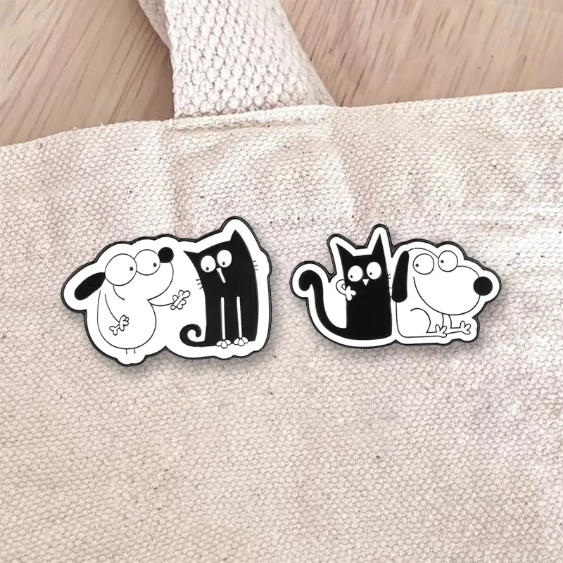 Cute Cat Dog Best Friends Enamel Pins Black and White Cartoon Animal Couple Brooches Pet Lover Lapel Pins for friends
Cute Cat Dog Best Friends Enamel Pins Black and White Cartoon Animal Couple Brooches Pet Lover Lapel Pins for friends