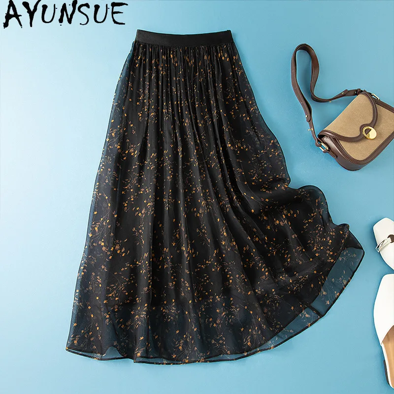 AYUNSUE 100% Silk Women's Skirts High Waist A-line Skirts for Women Loose Casual Black Skirt Summer Clothes Woman 2026 Юбка
AYUNSUE 100% Silk Women's Skirts High Waist A-line Skirts for Women Loose Casual Black Skirt Summer Clothes Woman 2026 Юбка