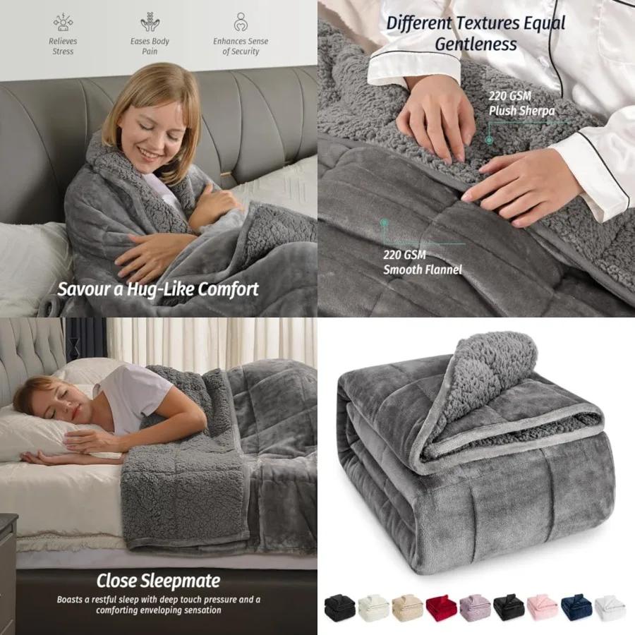 Sherpa Fleece Weighted Blanket for Adult, 15 lbs Dual Sided Cozy Fluffy Heavy Blanket, Ultra Fuzzy Throw Blanket with Soft Plus
Sherpa Fleece Weighted Blanket for Adult, 15 lbs Dual Sided Cozy Fluffy Heavy Blanket, Ultra Fuzzy Throw Blanket with Soft Plus