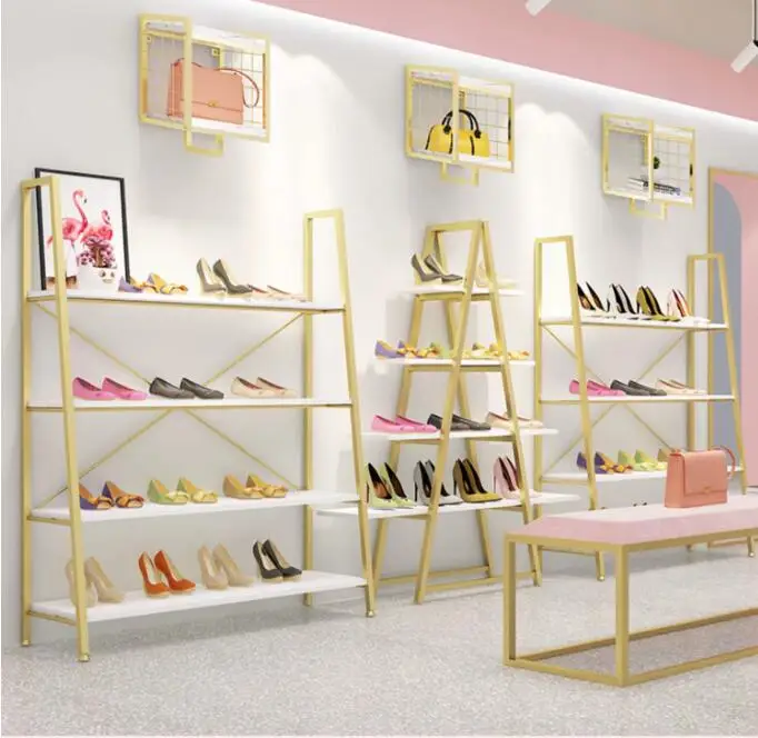 Golden shoe and bag rack, dedicated for live streaming store, shoe display rack cabinet
Golden shoe and bag rack, dedicated for live streaming store, shoe display rack cabinet