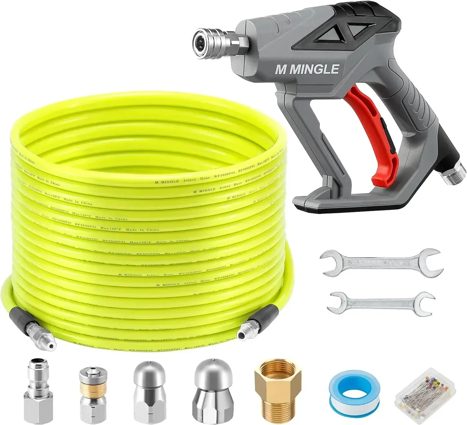 Sewer Jetter Kit for Pressure Washer 100 FT, Drain Cleaner Hose with Power Washer Gun, 1/4 Inch NPT Corner Rotating and Button
Sewer Jetter Kit for Pressure Washer 100 FT, Drain Cleaner Hose with Power Washer Gun, 1/4 Inch NPT Corner Rotating and Button