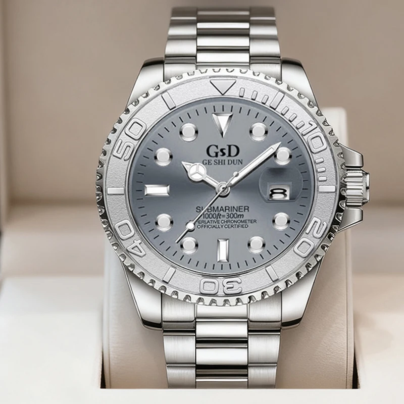 Мужские серебристо-серые элегантные автоматические механические часы с текстурированным календарем в джентльменском стиле из нержавеющей стали
Мужские серебристо-серые элегантные автоматические механические часы с текстурированным календарем в джентльменском стиле из нержавеющей стали