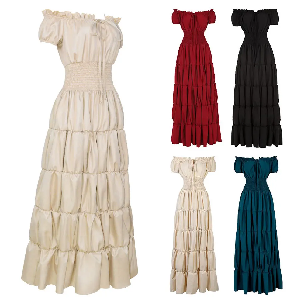 Women Victorian Pleated Maxi Dress Off Shoulder Medieval Cosplay Costumes Renaissance Elastic waist Vintage Tea Party Ball gown
Women Victorian Pleated Maxi Dress Off Shoulder Medieval Cosplay Costumes Renaissance Elastic waist Vintage Tea Party Ball gown