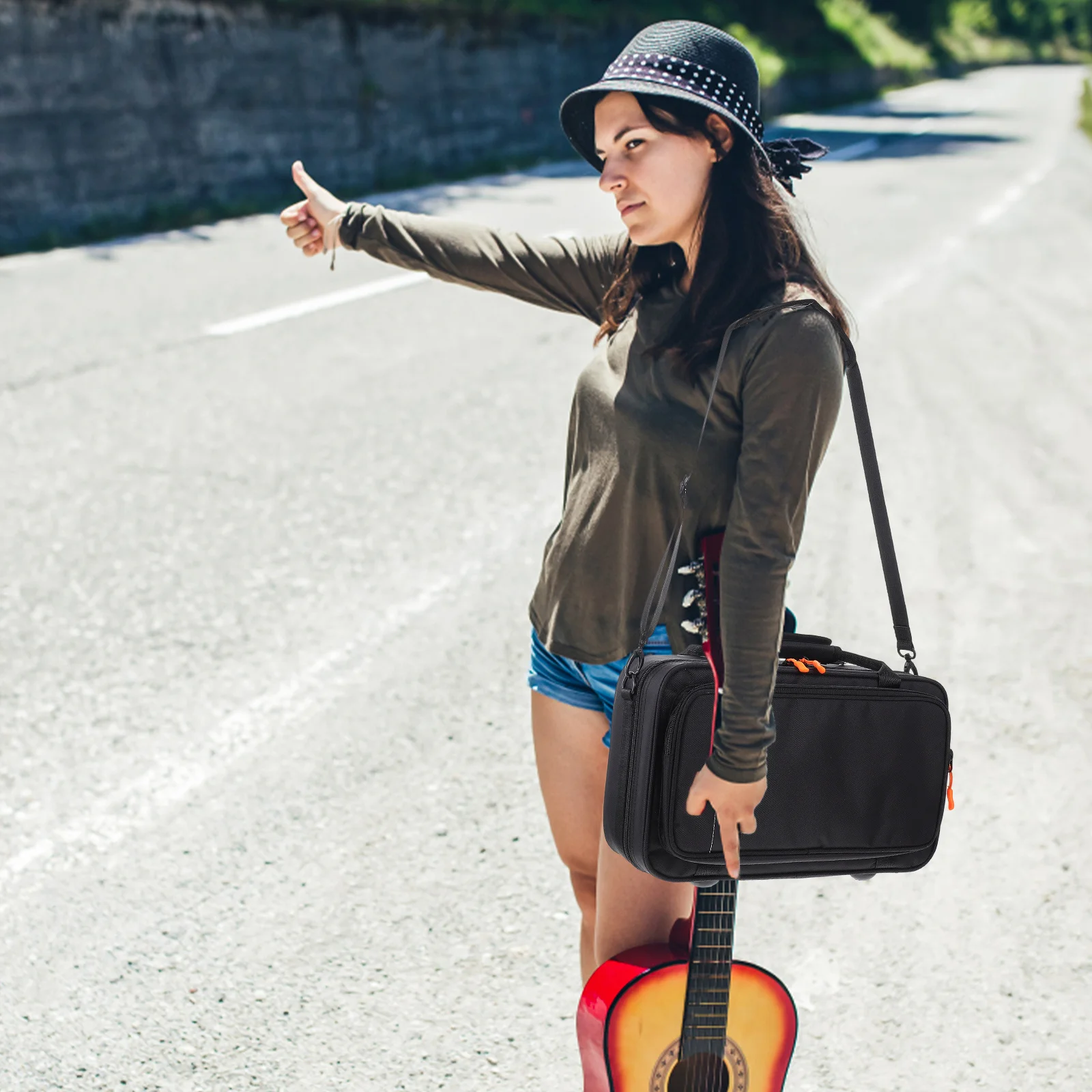 1pc Clarinet Case Hard Shell Padded Carrying Hard Clarinet Bag Box For Instrument Storage Container Musical Accessory