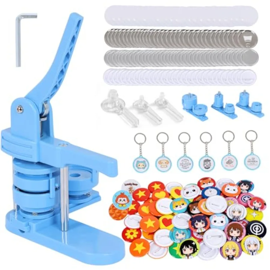 Button Maker Machine 3 Sizes 2.28" 1.25" 1" Badge Punch Press Kit with 500 Button Parts 15 Bottle Openers 15 Magnets 15 Keychai
Button Maker Machine 3 Sizes 2.28" 1.25" 1" Badge Punch Press Kit with 500 Button Parts 15 Bottle Openers 15 Magnets 15 Keychai