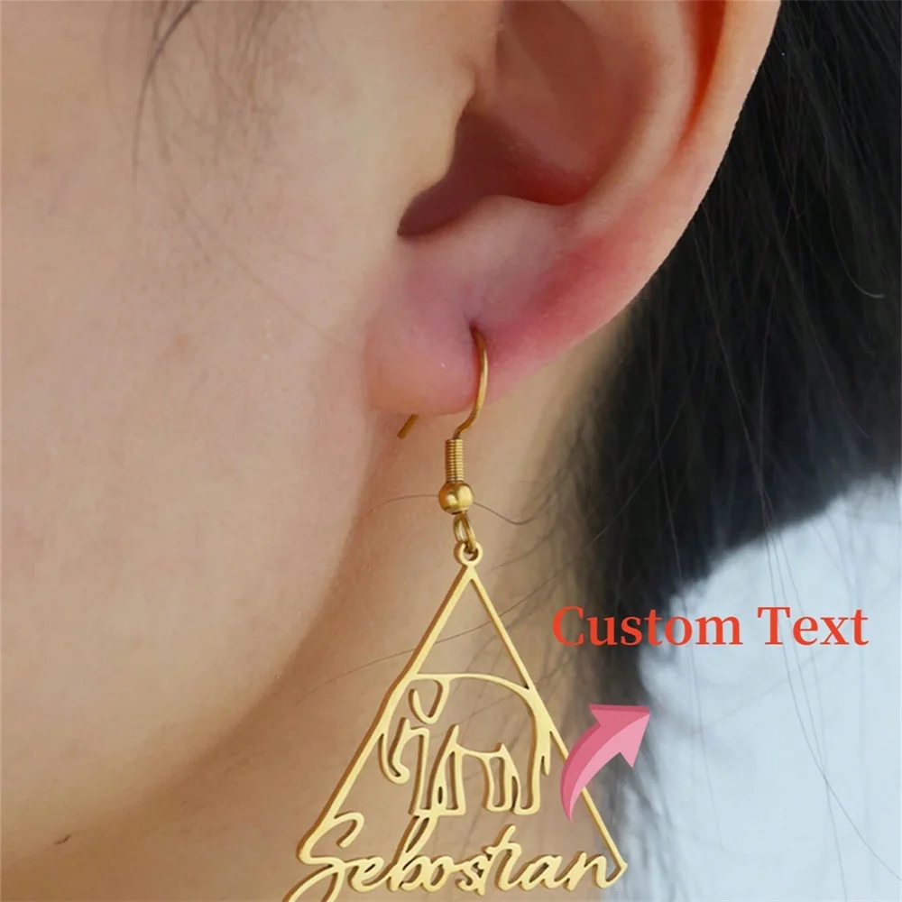 Personalized Custom Name Elephant Drop Earrings For Women Gold Plated Stainless Steel Geometric Triangle Hollow Minimalist Jewel
Personalized Custom Name Elephant Drop Earrings For Women Gold Plated Stainless Steel Geometric Triangle Hollow Minimalist Jewel