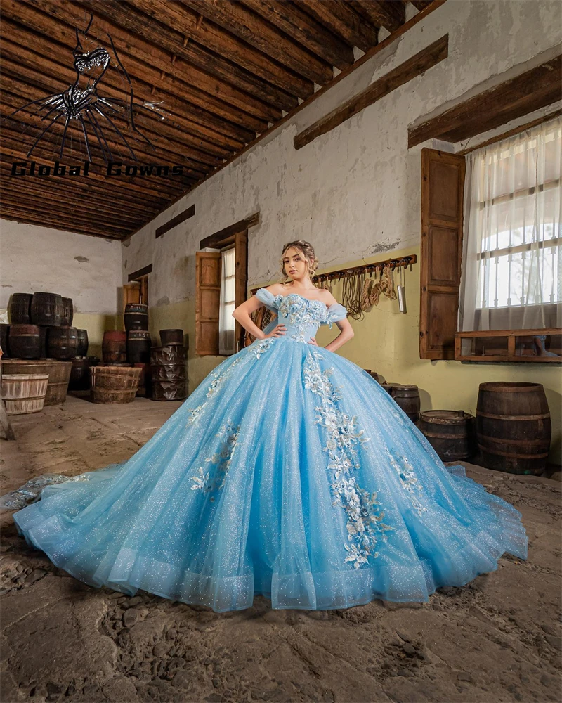 Princess Sky Blue Off The Shoulder Ball Gown Quinceanera Dress For Girls Beaded Birthday Party Gowns Appliques Prom Dresses
Princess Sky Blue Off The Shoulder Ball Gown Quinceanera Dress For Girls Beaded Birthday Party Gowns Appliques Prom Dresses