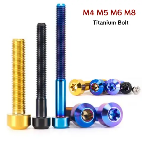 1pcs Titanium Alloy TORX Head Bolts Colorful Cap Head Screws M5 M6 M8 M10 for Bicycle Motor Shell Brake Ti Bolt Modifi Fastener