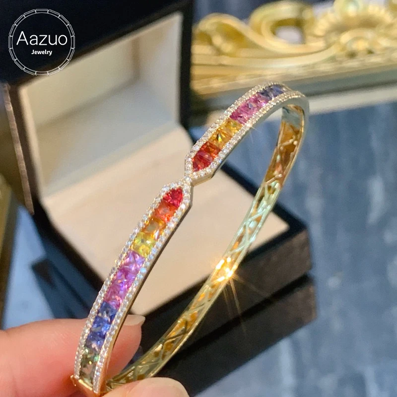 Aazuo оригинальный браслет из желтого золота 18 карат натурального цвета с сапфиром, настоящие бриллианты, браслет с радужной линией для женщин, высококлассный модный браслет для помолвки
Aazuo оригинальный браслет из желтого золота 18 карат натурального цвета с сапфиром, настоящие бриллианты, браслет с радужной линией для женщин, высококлассный модный браслет для помолвки