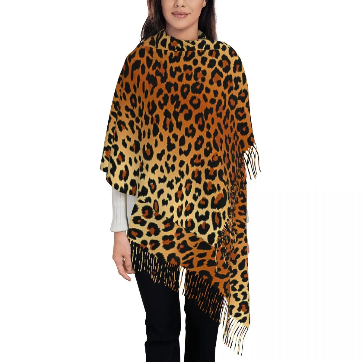 Custom Leopard Print Scarf Wrap Women Long Winter Warm Tassel Shawl Unisex Scarves
Custom Leopard Print Scarf Wrap Women Long Winter Warm Tassel Shawl Unisex Scarves