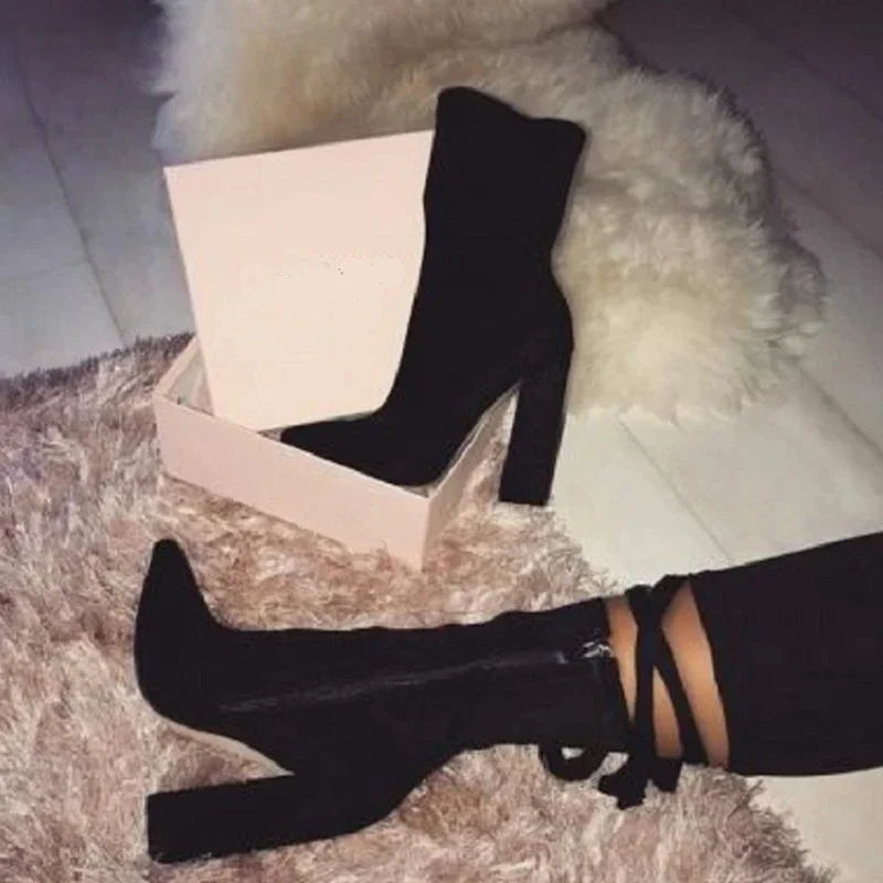 Women's Pointed Toe Suede Back Lace Up Tie Side Zipper Chunky Block Heel Mid Calf Boots Sexy Nightclub Party Daily Footwear Gift
Women's Pointed Toe Suede Back Lace Up Tie Side Zipper Chunky Block Heel Mid Calf Boots Sexy Nightclub Party Daily Footwear Gift