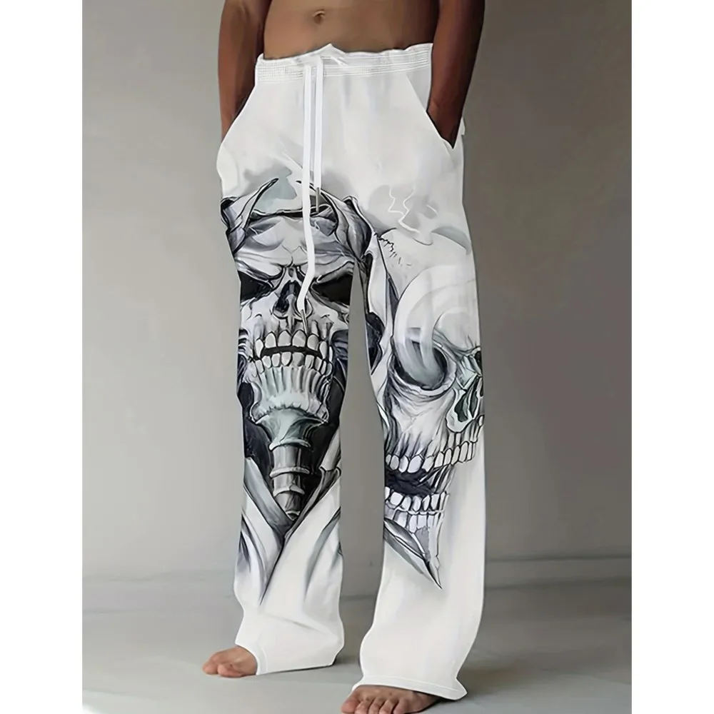 Summer New Men's Casual Wide-leg Pants 3D Skull Three-dimensional Printing Loose Pants With Pockets Can Be Elastic Beach Pants
Summer New Men's Casual Wide-leg Pants 3D Skull Three-dimensional Printing Loose Pants With Pockets Can Be Elastic Beach Pants