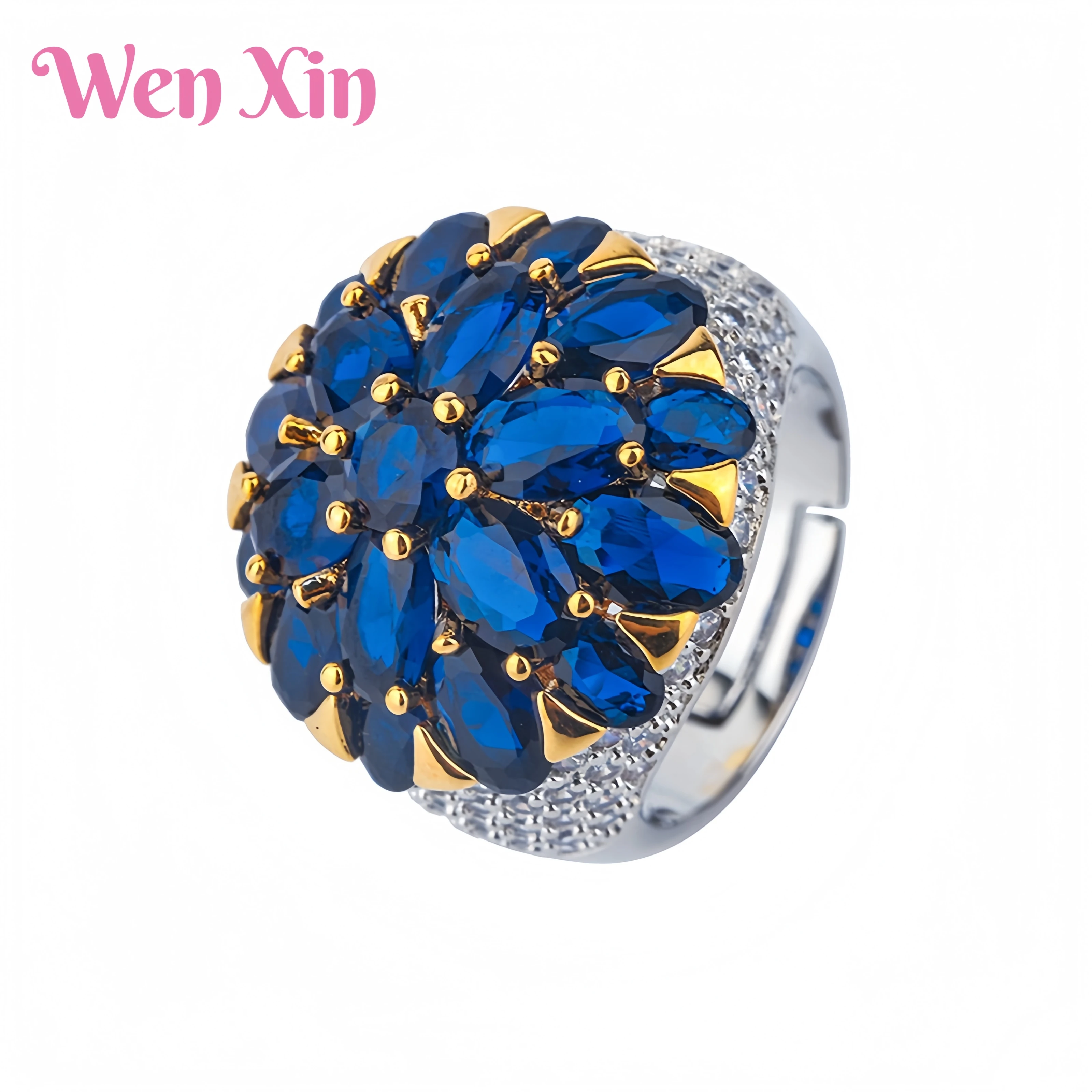 WENXIN Brand MUSHAN MST Flower Blue Sharp Crystal Red Corundum Zircon Opening Ring Fashion Jewelry Accessories Fine Jewelry
WENXIN Brand MUSHAN MST Flower Blue Sharp Crystal Red Corundum Zircon Opening Ring Fashion Jewelry Accessories Fine Jewelry