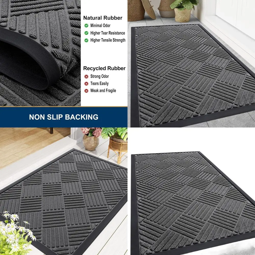 Durable Grey Rubber Doormat for Outdoor Entrance, Non-Slip, Dirt and Moisture Trapping, Easy to Clean, Suitable for Patio and Po
Durable Grey Rubber Doormat for Outdoor Entrance, Non-Slip, Dirt and Moisture Trapping, Easy to Clean, Suitable for Patio and Po