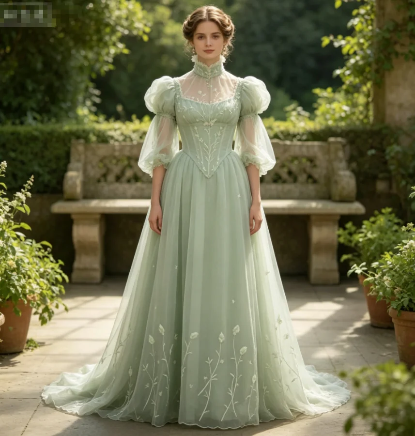 Vintage Mint Green Regency Evening Dress 2026 Puff Sleeve Empire Waist Tulle Prom Dress Maxi Holiday 1860s Formal Party Gowns
Vintage Mint Green Regency Evening Dress 2026 Puff Sleeve Empire Waist Tulle Prom Dress Maxi Holiday 1860s Formal Party Gowns