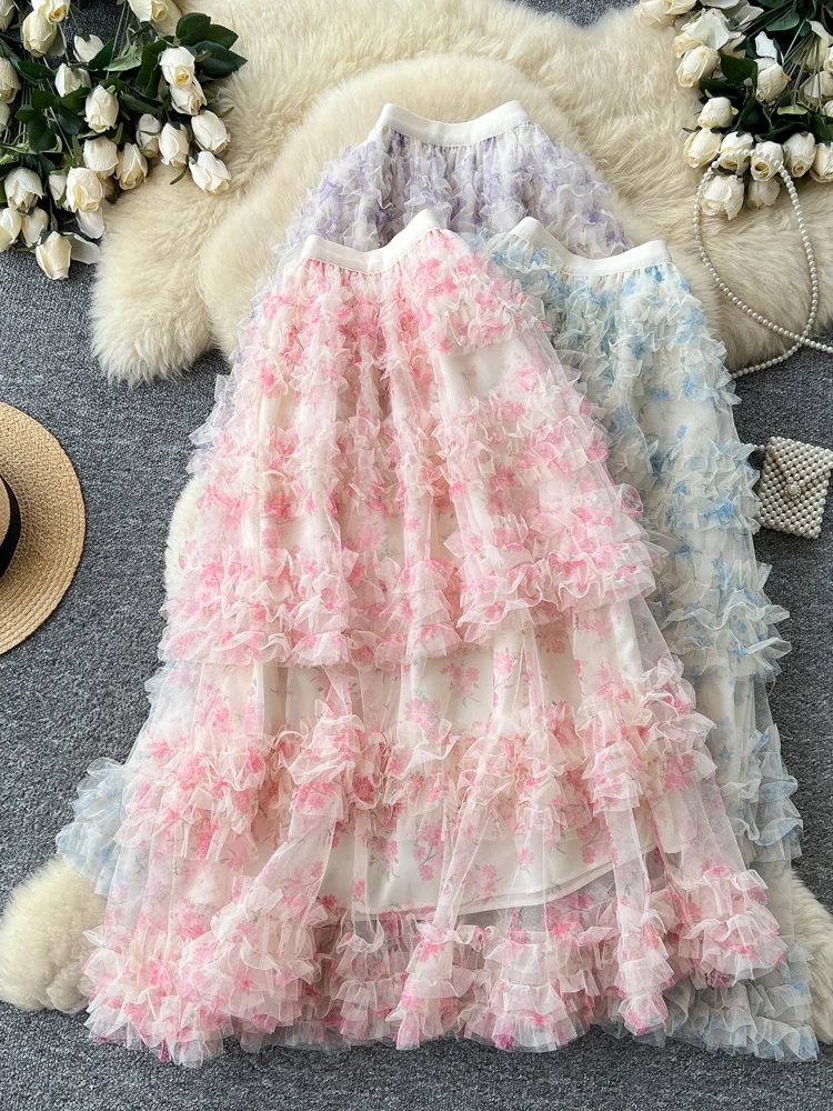 Elegant High Waist A-Line Skirt with 3D Floral Mesh Half Body Women's Summer Fashion Gentle Style Versatile Polyester Fiber
Elegant High Waist A-Line Skirt with 3D Floral Mesh Half Body Women's Summer Fashion Gentle Style Versatile Polyester Fiber