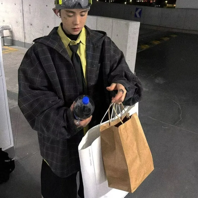 American Retro Plaid Hooded irt Men's Spring Autumn Loose Casual Couple's Outerwear Polyester Non-iron Treaent Long Sve
American Retro Plaid Hooded irt Men's Spring Autumn Loose Casual Couple's Outerwear Polyester Non-iron Treaent Long Sve