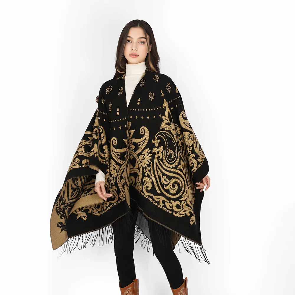 Vintage Elegant Jacquard Acrylic Cashmere Cape Coat Women Spring Autumn Poncho Long Cloak Shawl Party Travel Mother Gift
Vintage Elegant Jacquard Acrylic Cashmere Cape Coat Women Spring Autumn Poncho Long Cloak Shawl Party Travel Mother Gift