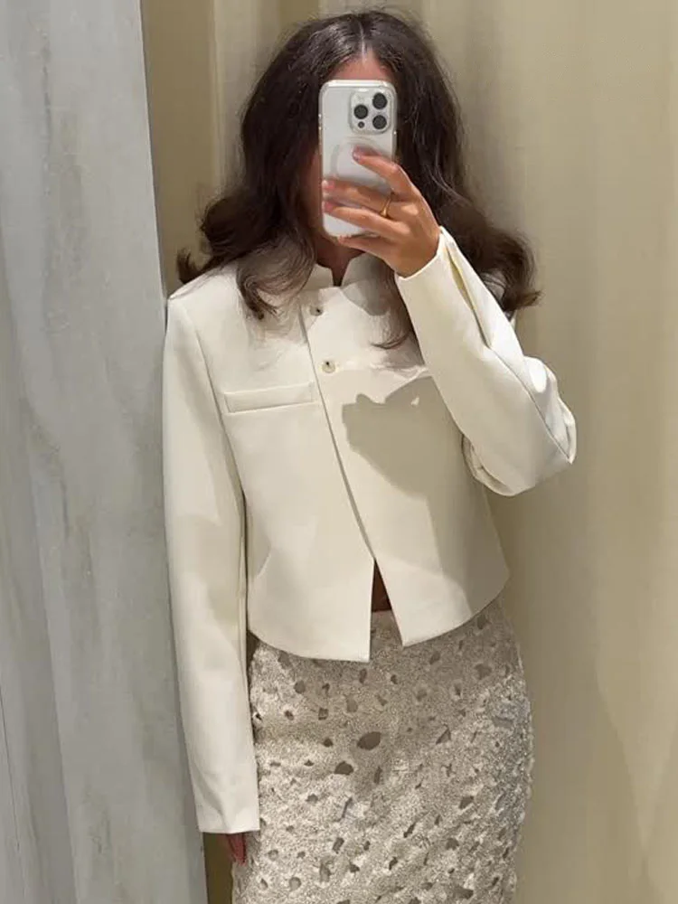 HH Women's Fashion Jackets White Half-High Collar Long Sleeves Pockets Single-Breasted Female Autumn High Street Coats
HH Women's Fashion Jackets White Half-High Collar Long Sleeves Pockets Single-Breasted Female Autumn High Street Coats