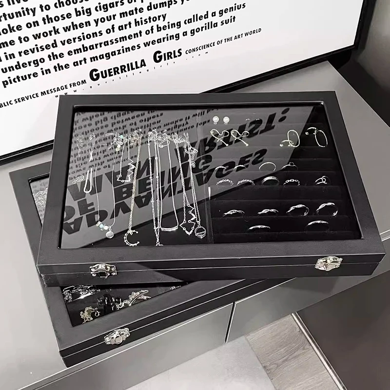 Large black jewelry box Jewelry Jewelry storage box Transparent ring bracelet display box Earrings necklace box
Large black jewelry box Jewelry Jewelry storage box Transparent ring bracelet display box Earrings necklace box