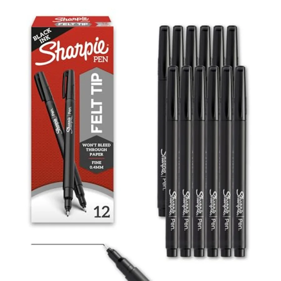Felt Tip Pens, Fine Point 0.4mm,Felt Tip Markers, Black, 12 Count - Journaling, Art, Drawing, Teacher, Back to School
Felt Tip Pens, Fine Point 0.4mm,Felt Tip Markers, Black, 12 Count - Journaling, Art, Drawing, Teacher, Back to School
