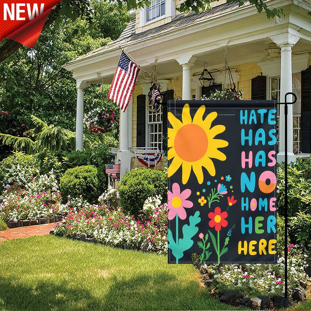 1PC, Hate Has No Home Here Garden Flag Colorful Floral Sun Print Outdoor Decorative Yard Flag
1PC, Hate Has No Home Here Garden Flag Colorful Floral Sun Print Outdoor Decorative Yard Flag