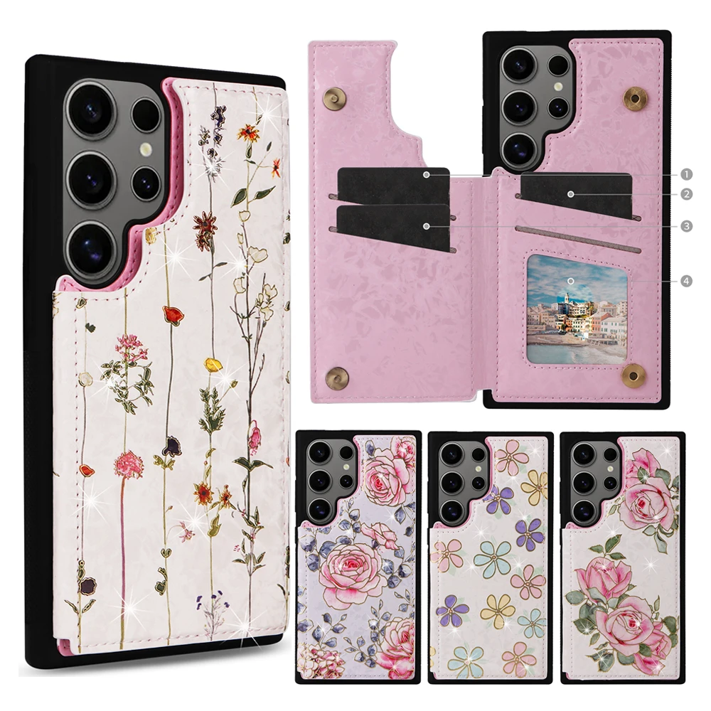 Anti Drop Wallet Case Kickstand Leather Case Floral Phone Case for Samsung S25 Ultra S24 Plus S23 Ultra S23 S22 S21 Back Cover
Anti Drop Wallet Case Kickstand Leather Case Floral Phone Case for Samsung S25 Ultra S24 Plus S23 Ultra S23 S22 S21 Back Cover