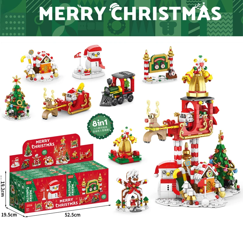 New Merry Christmas Series 8in1 Building Blocks Set With Light City Snow House Xmas Tree Bricks Set Toys for Children Kids Gift
New Merry Christmas Series 8in1 Building Blocks Set With Light City Snow House Xmas Tree Bricks Set Toys for Children Kids Gift