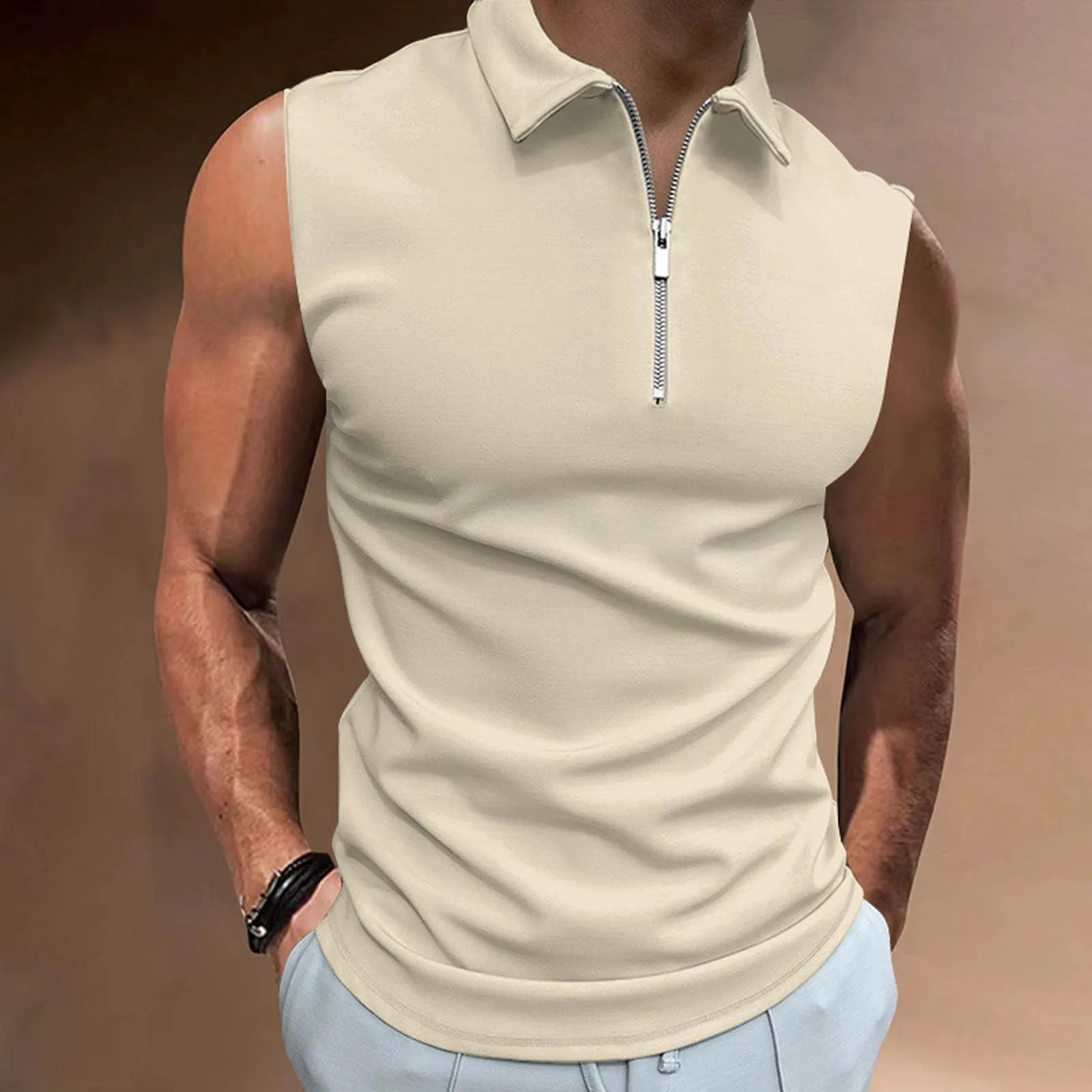 Men Lapel Summer Tank Top 2024 Zipper Lapel Solid Color Casual Sleeveless Tank Top T-Shirt Gym Clothing Men Polera Gym Hombre
Men Lapel Summer Tank Top 2024 Zipper Lapel Solid Color Casual Sleeveless Tank Top T-Shirt Gym Clothing Men Polera Gym Hombre