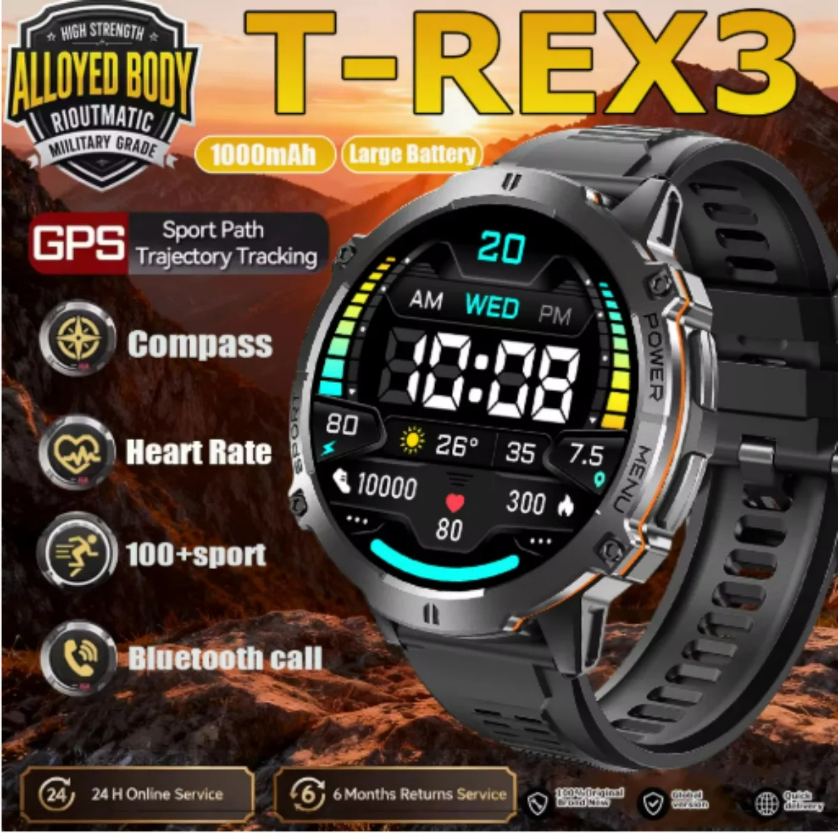 2026 1000mAh Battery Sports SmartWatch AMOLED Screen 10ATM Waterproof Compass Altimeter Military T-Rex3 Smartwatch Men
2026 1000mAh Battery Sports SmartWatch AMOLED Screen 10ATM Waterproof Compass Altimeter Military T-Rex3 Smartwatch Men