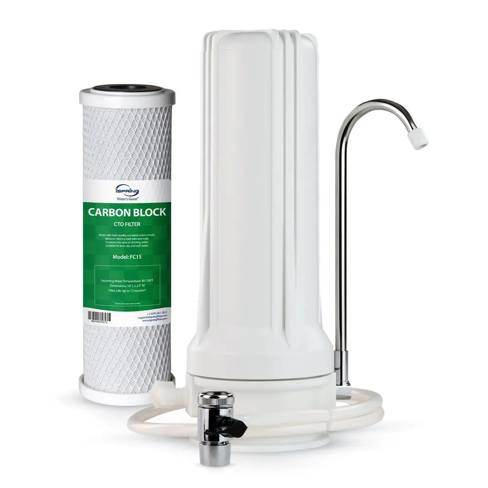 10-inch White Countertop Water Filtration System with Carbon Filter
10-inch White Countertop Water Filtration System with Carbon Filter