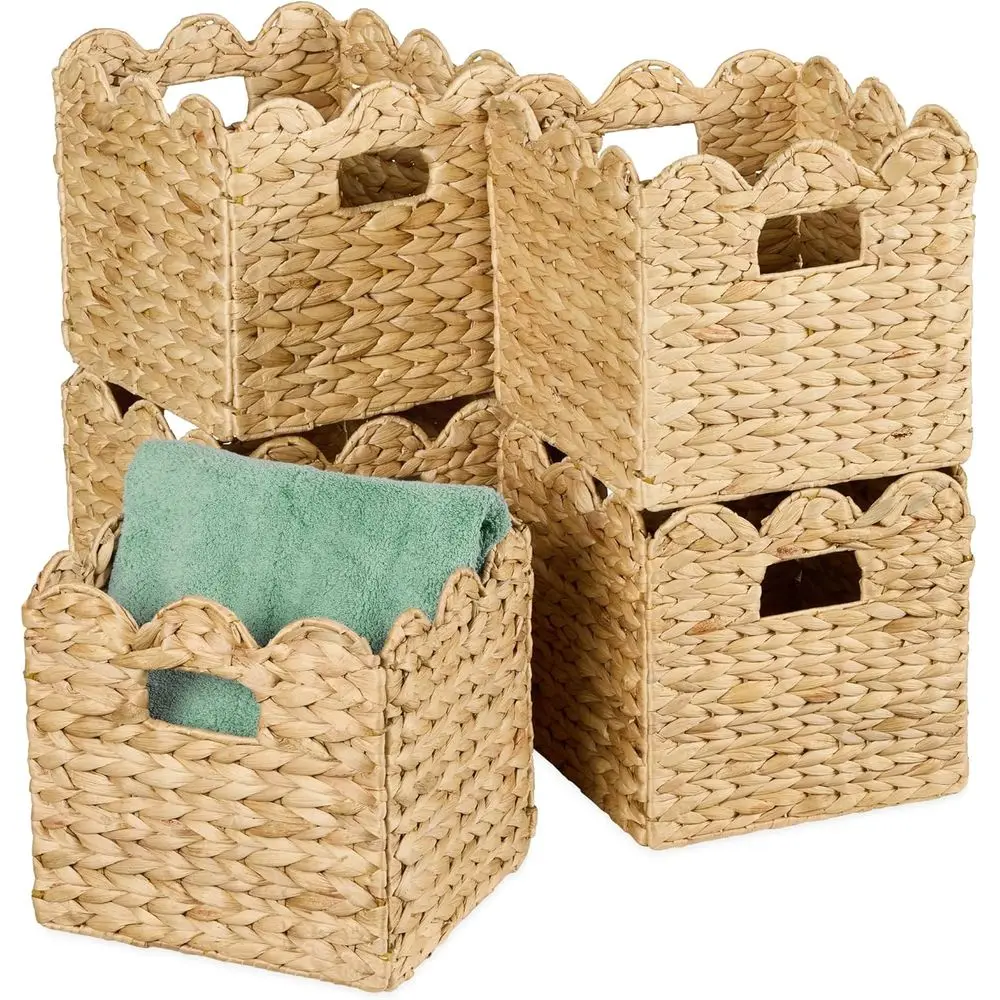 Set of 5 Collapsible Scalloped Hyacinth Baskets - Multipurpose Storage Organizers for Laundry, Bedrooms, Living Rooms - Natural
Set of 5 Collapsible Scalloped Hyacinth Baskets - Multipurpose Storage Organizers for Laundry, Bedrooms, Living Rooms - Natural