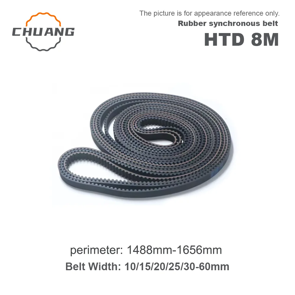 HTD 8M High Torque Rubber Timing belt Width 15/20/25/30/40/50/60mm Perimeter 1488mm~1656mm HTD8M Synchronous Belt
HTD 8M High Torque Rubber Timing belt Width 15/20/25/30/40/50/60mm Perimeter 1488mm~1656mm HTD8M Synchronous Belt